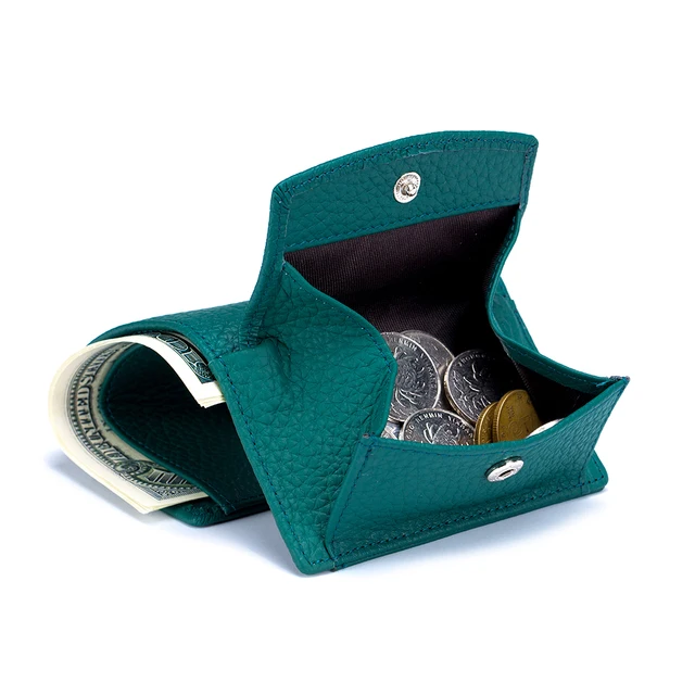 New Women Genuine Leather Purses Female Cowhide Wallets Lady Small Coin Pocket Rfid Card Holder Mini Money Bag Portable Clutch Dark Green