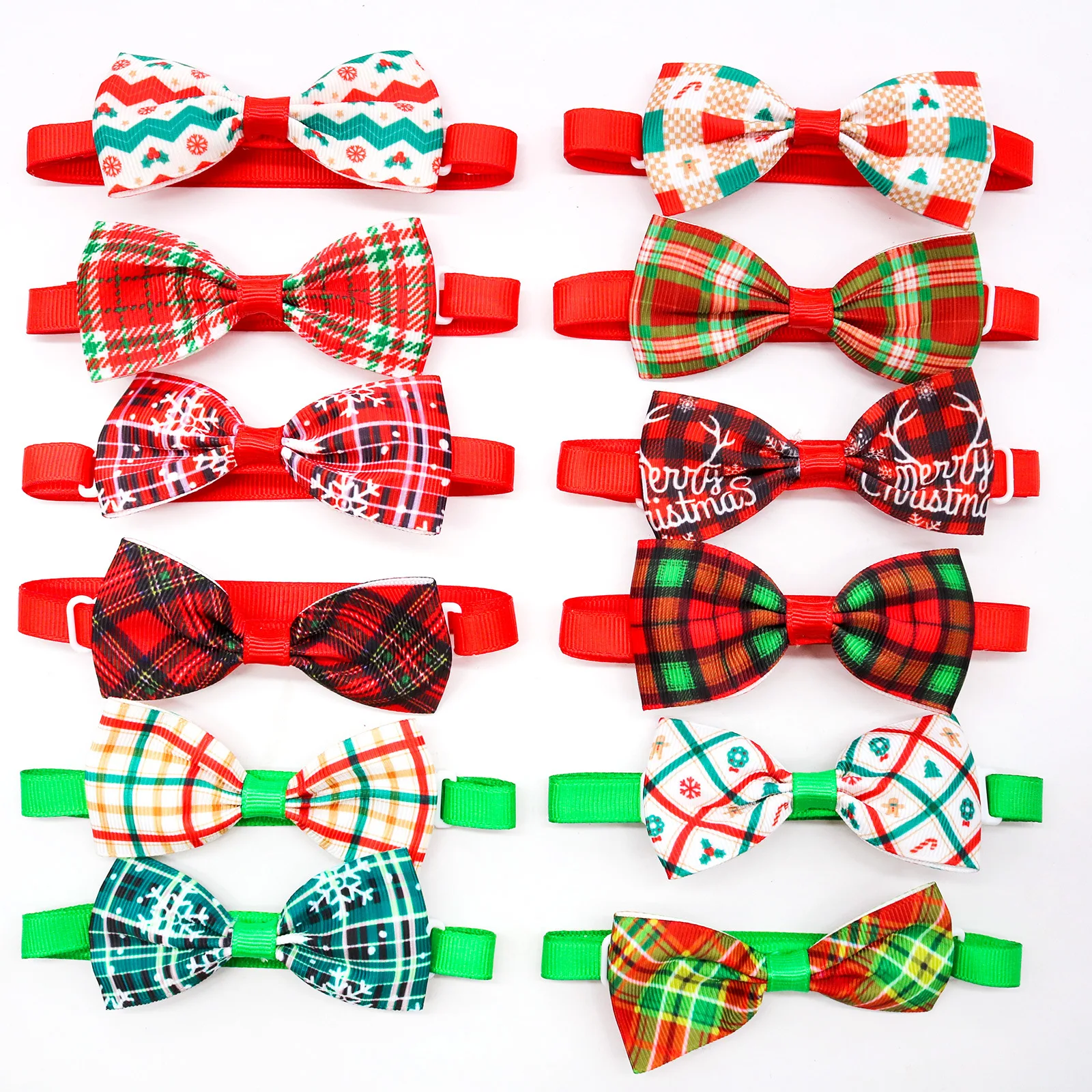 Classical Plaid Dog Bowties Adjustable Christmas Dog Collars Pet Supplies Dog Bow Ties Pet Grooming Accessories For Dogs