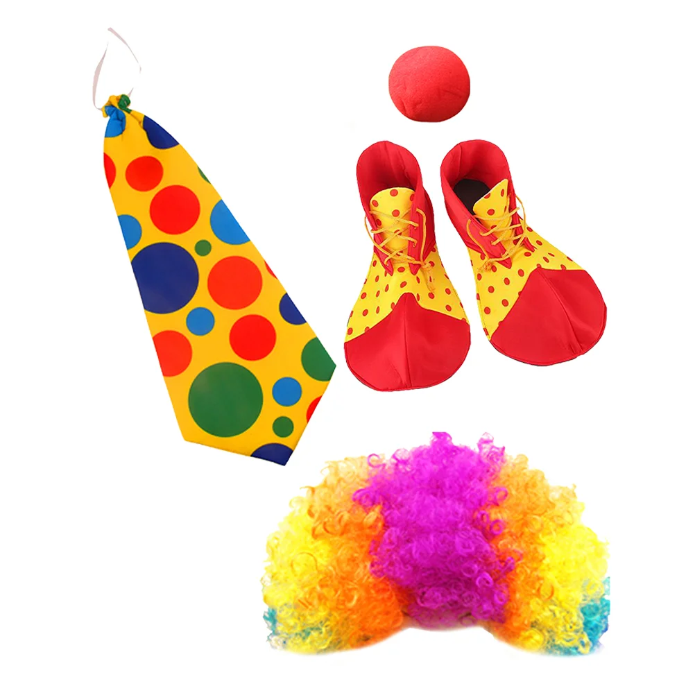 

1 Set Clown Nose Neck Tie Shoe Party Clown Costume Halloween Props for Adults