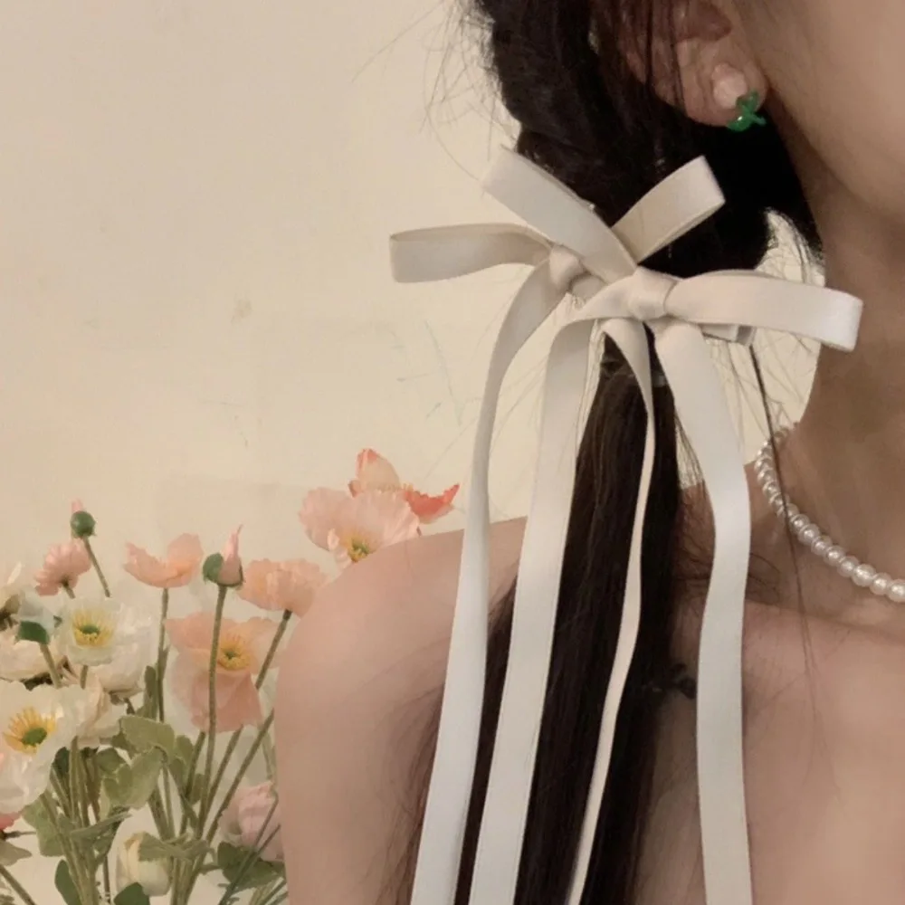 달콤한 어린이용 리본 머리핀 공주 소녀 롱 태슬 헤어웨어 핑크 블루 레이스 바레트 요정 키즈 헤어 클립 액세서리
