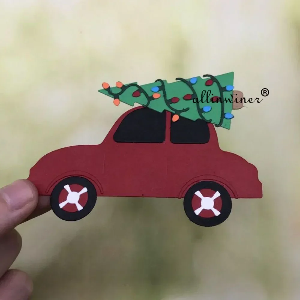 Weihnachtsbaum Auto Metall Stanzformen für DIY Scrapbooking Album Papier Karten Dekorative Handwerk Prägung Stanzformen