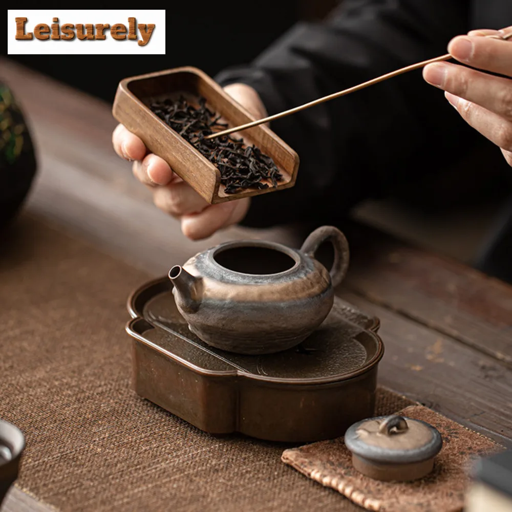 100ml Retro Gilded Iron Glazed Teapot Japanese Crude Pottery Pot Traditional Tea Soaking Kettle Flower Tea Cafes Ornaments Gifts