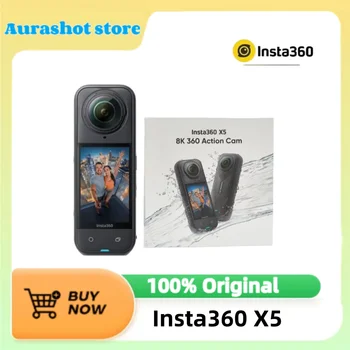 Insta360 X5 -8K Telecamera d'azione 360 impermeabile con sensori 1/1,28" 48MP, video HDR 8K 360, foto 72MP 360