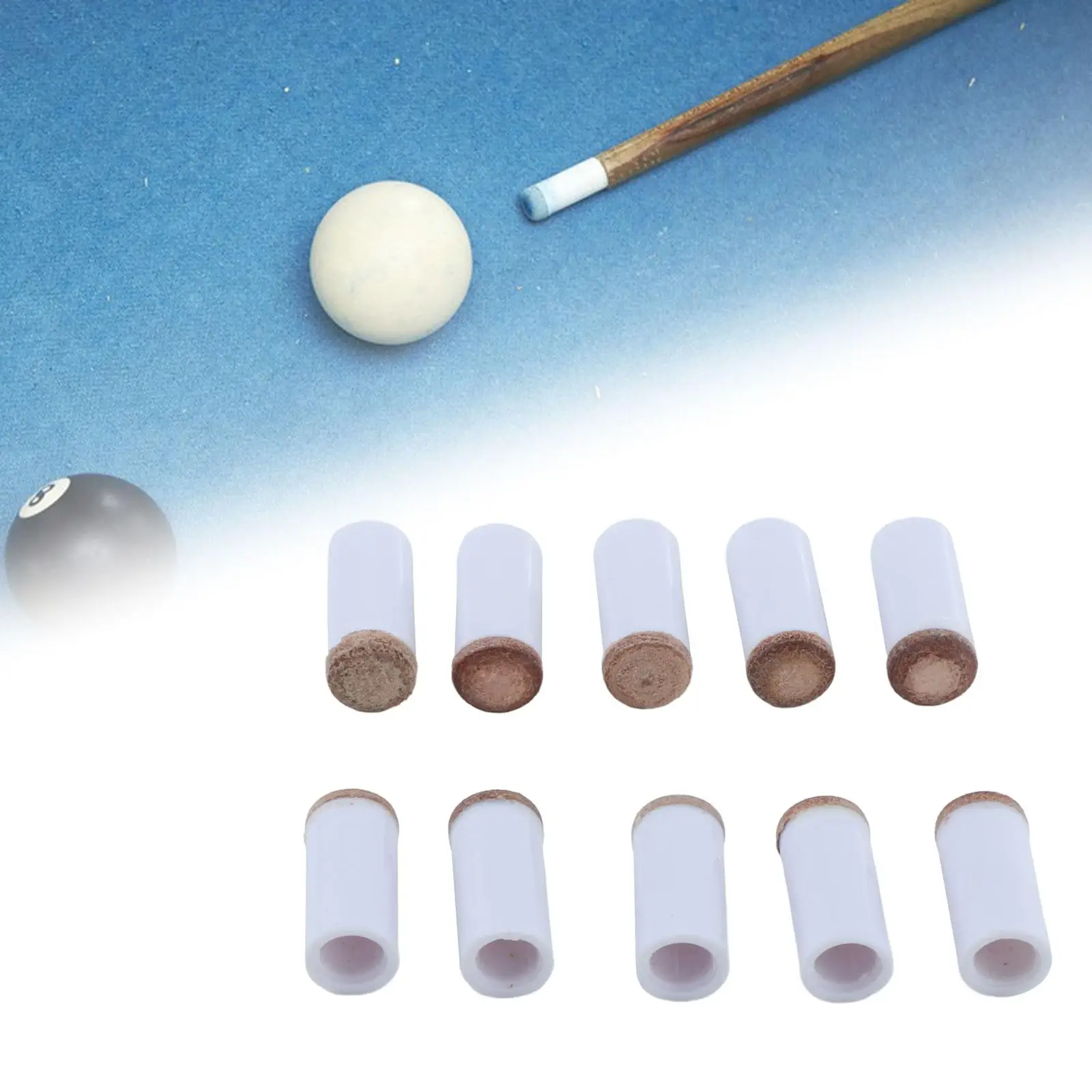 10 Pack Pool Cue Tips and Ferrules, Snooker Repair Professional Billiard Cue Head Thick Long Ferrules 10 Pack Pool Cue Tips and Ferrules, Snooker Repair Professional Billiard Cue Head Thick Long Ferrules