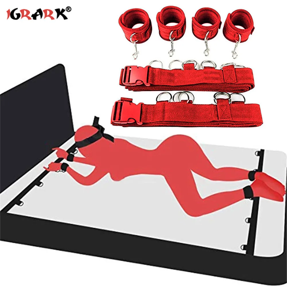 Bed BDSM Bondage Adult Sex Toys Nylon Handcuffs Ankle Cuffs for Women Couples Games