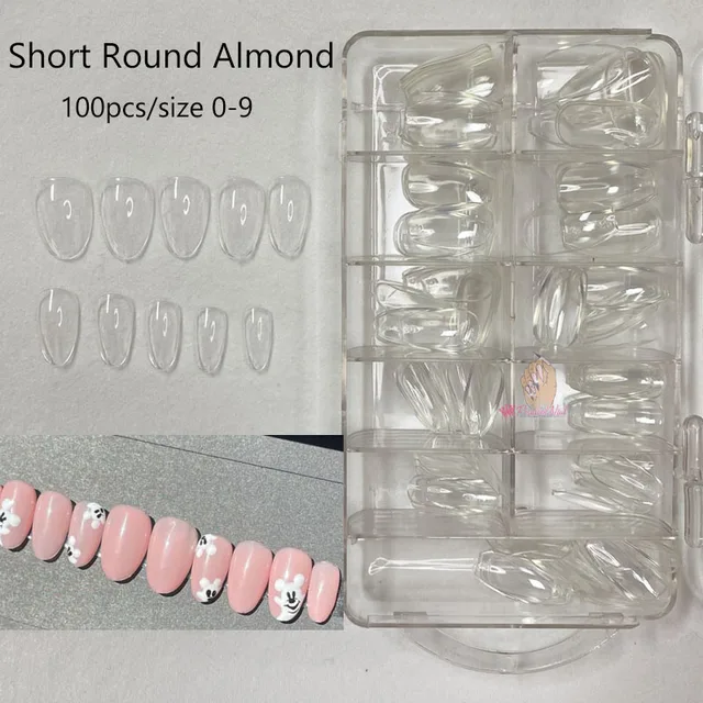 Gel Nails Extension System Full Cover Sculpted Clear Stiletto Coffin False Nail Tips 240pcs/bag Short Round Box