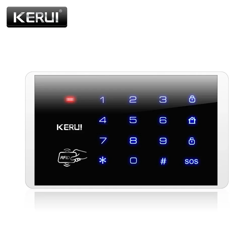 KERUI K16 433MHz 무선 RFID 터치 키보드 키패드 (W181 W184 W204 GSM WIFI 홈 보안 경보 시스템용 RFID 카드 2개 포함)