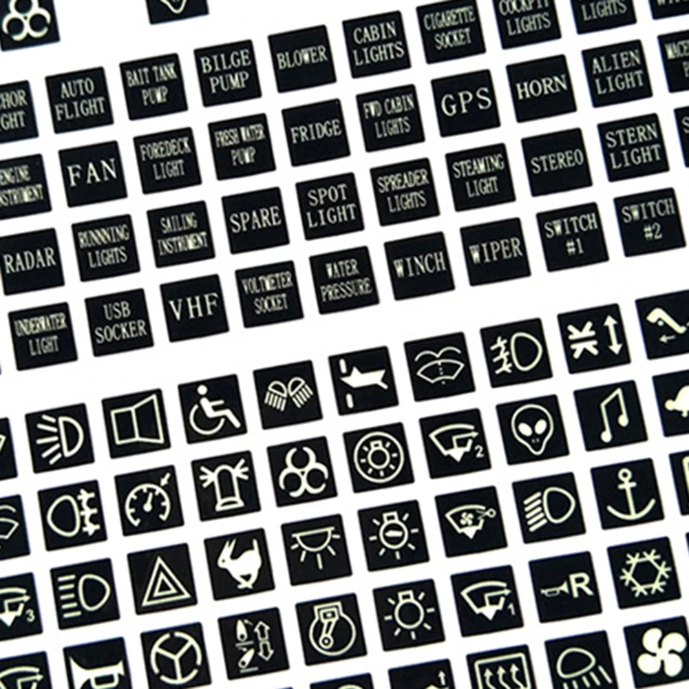 1 Set Button Stickers 132 X Fuse Box/Switch Sticker Label Decal Dashboard Car Boat Panel Black（luminous）decoration Car