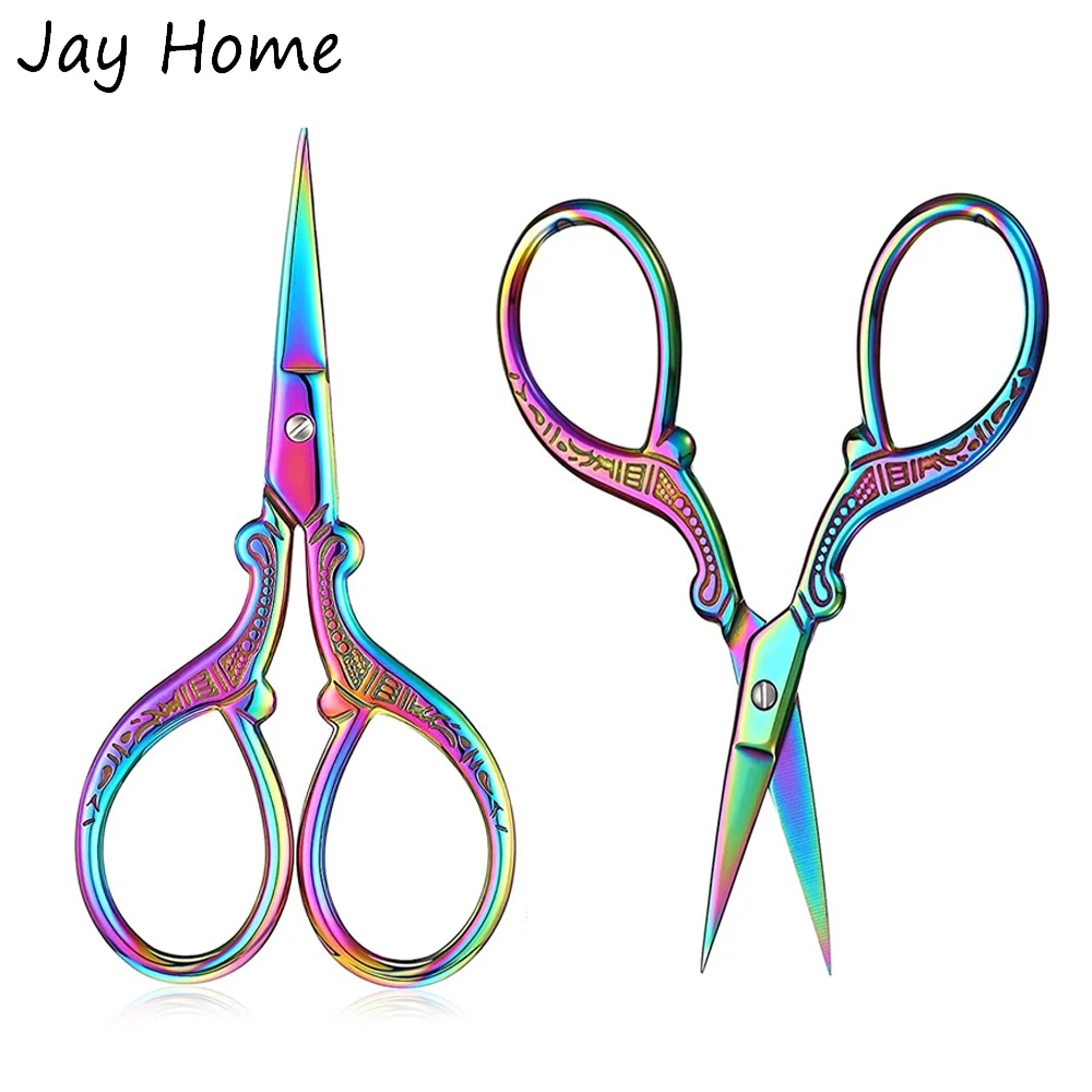 6 Inch Sewing Scissors Stainless Steel Cross Stitch Scissors with Artificial Leather Cover for Needlework DIY Sewing Accessories