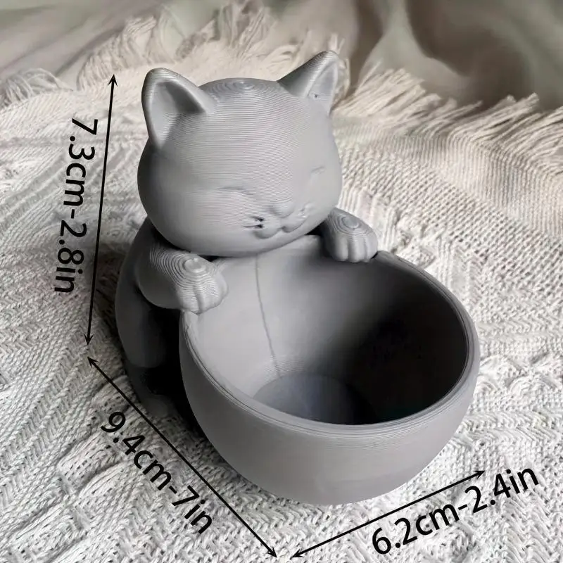 Katzenförmiger Topf mit Drainagelöchern, einzigartig gestaltet für Sukkulenten, kleine Blumen und Kakteen, als Dekoration für Schlafzimmer, Büros und Schreibtische – Detail 8