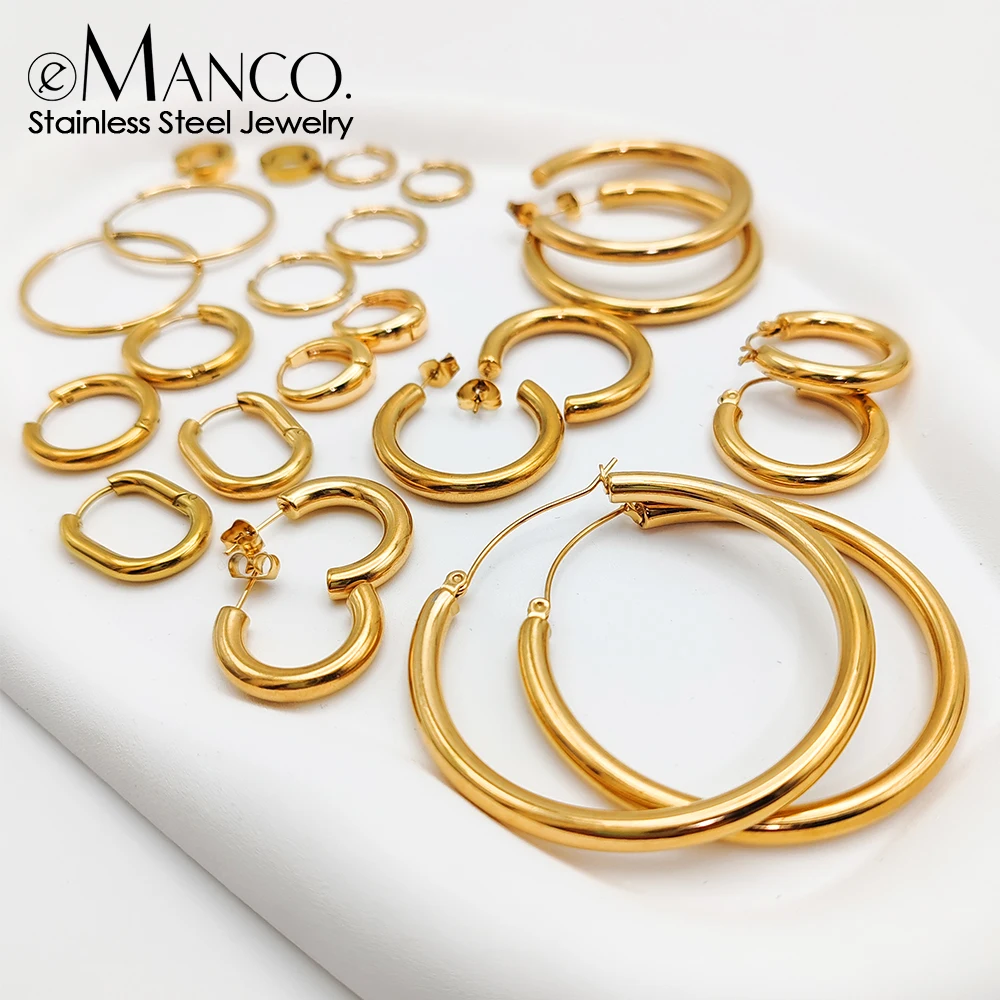 Earrings Fashion Gold Size Circle Women's Jewelry Accessories Classic Stainless Steel