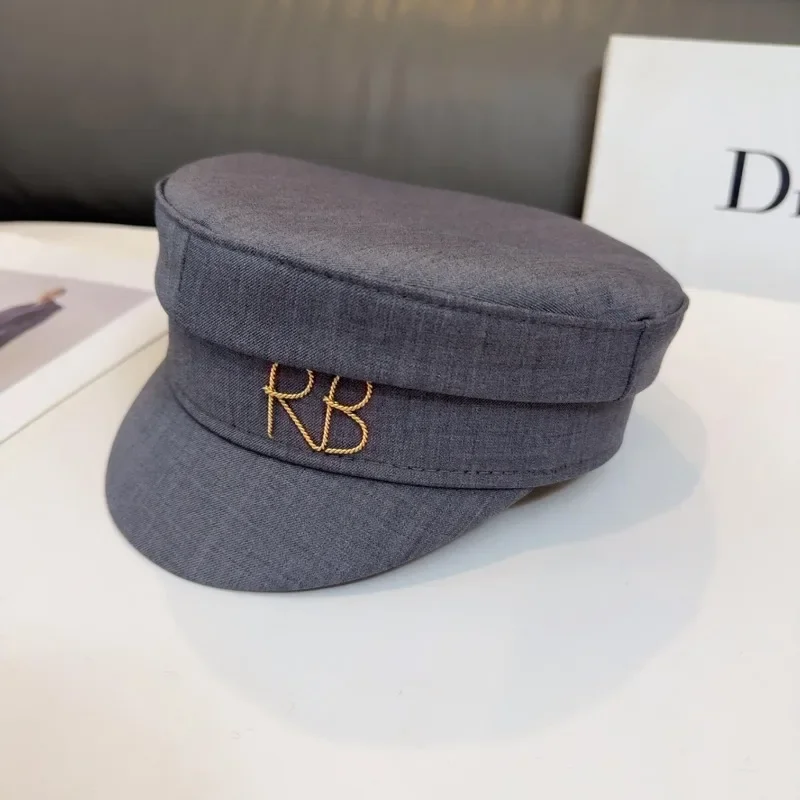 Spring Metal Letter Newsboy Caps Women Flat Caps for Four Season
