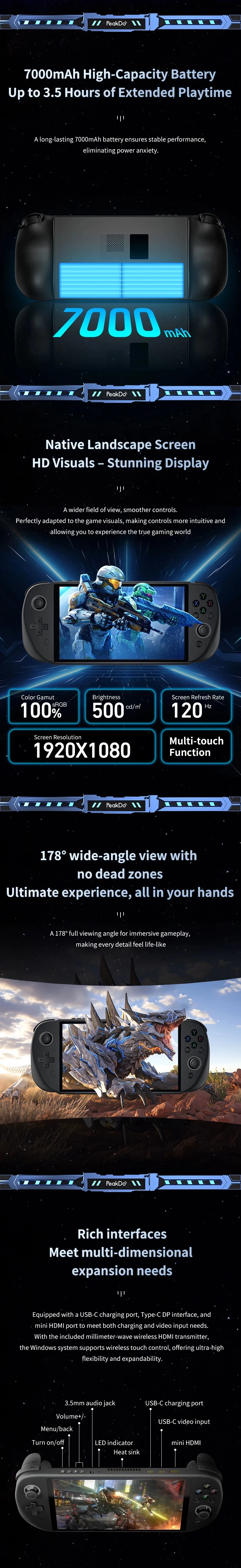 Peakdo Handheld Game Console With Hall Joystick And 120hz Screen_voghion.com