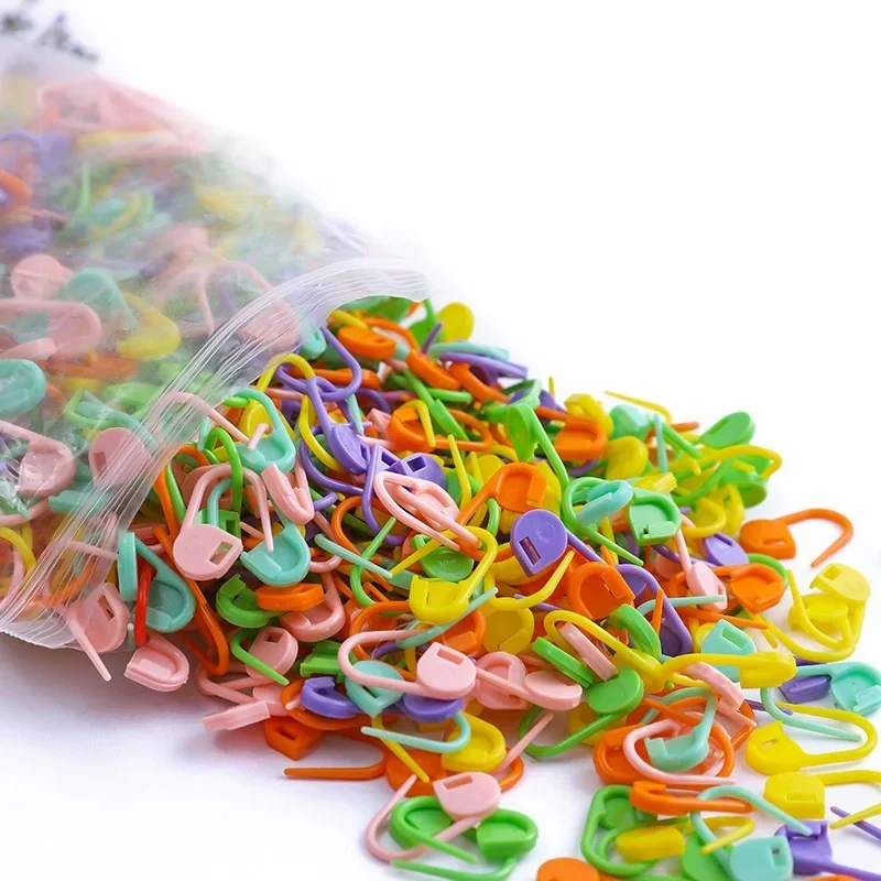 50-500pcs Mix Color Plastic Resin Small Clips Locking Stitch Markers Crochet Latch Knitting Tools Needle Clip Hook Sewing Pins