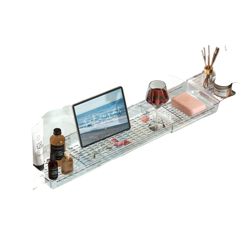 *The bathtub storage rack can be retracted, and the side storage board of the bathing device is multifunctional
