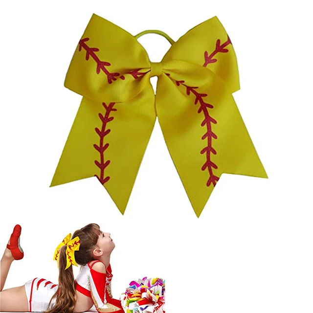 NEW BASEBALL Glitter Leather Cheer Bow Pony Tail 3 Inch