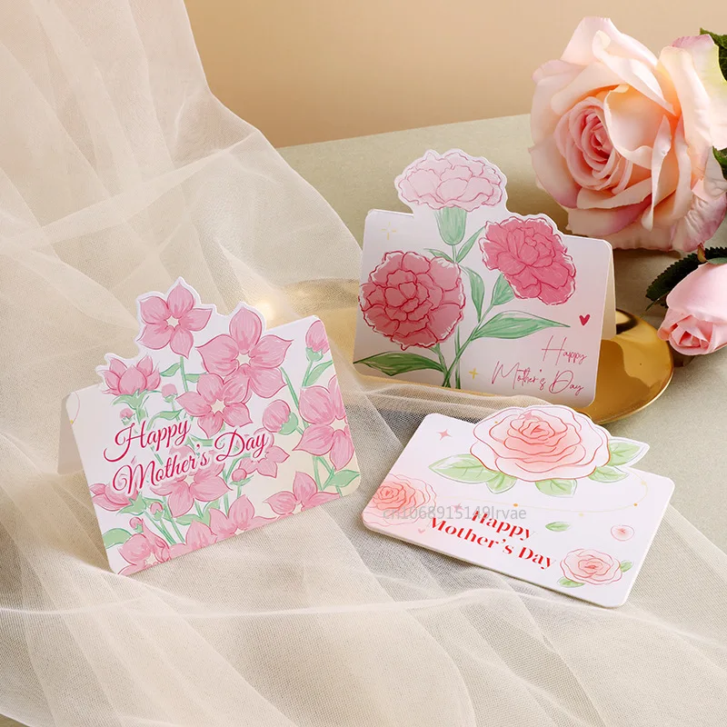 10pcs 2025 Mother's Day Greeting Cards Floral Bouquet Greeting Cards Flowers Happy Mothers Day Love Mom Card for Mom Gifts
