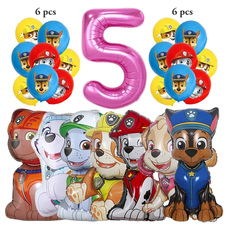 20 stücke Cartoon PAW Patrol Geburtstag Dekoration Aluminium Film Digitale Ballon Set Hund Chase Skye Kinder Party Liefert Spielzeug – Detail 16