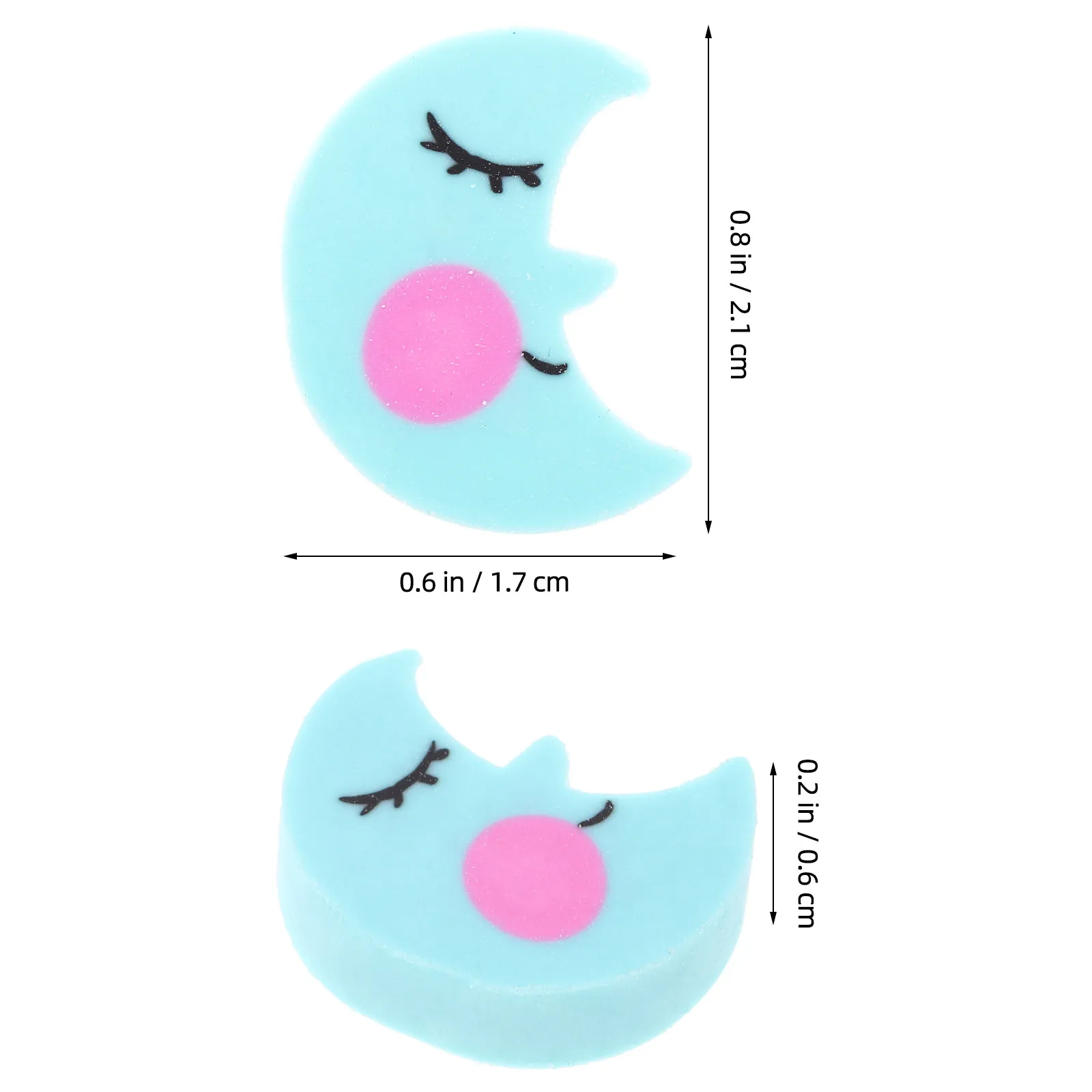 50Pcs 블루 문 미니 지우개 학생들을위한 귀여운 섬세한 카와이 지우개 어린이 지우개 쓰기 용 지우개 컬러 연필 지우기 장