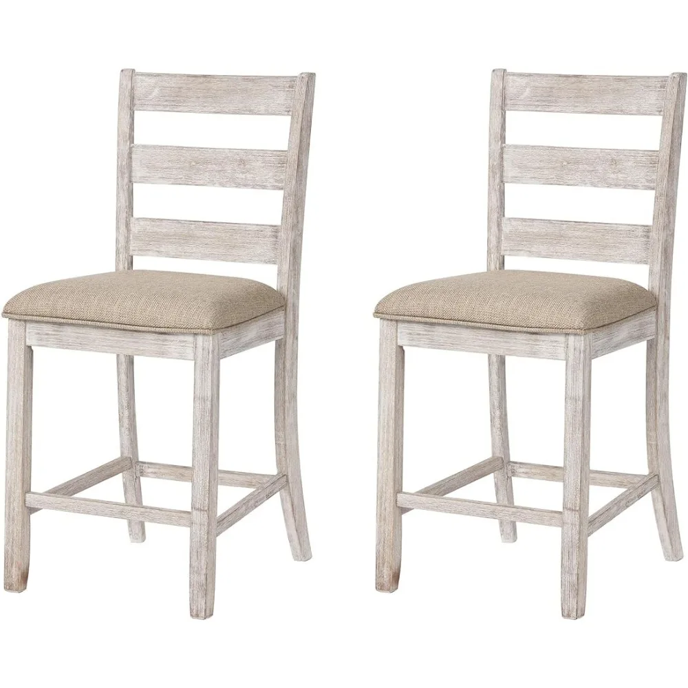 

2 Count Dining Chairf-stools & Benches Skempton 24" Counter Height Upholstered Barstool Wooden Chairs Antique Whitewash Stool