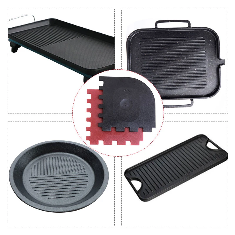 2pc/set Scraper of Cast Iron Pan Durable Cleaning Oil Dirt Scraper Kitchen Bbq Tool Tooth Plate Baking
