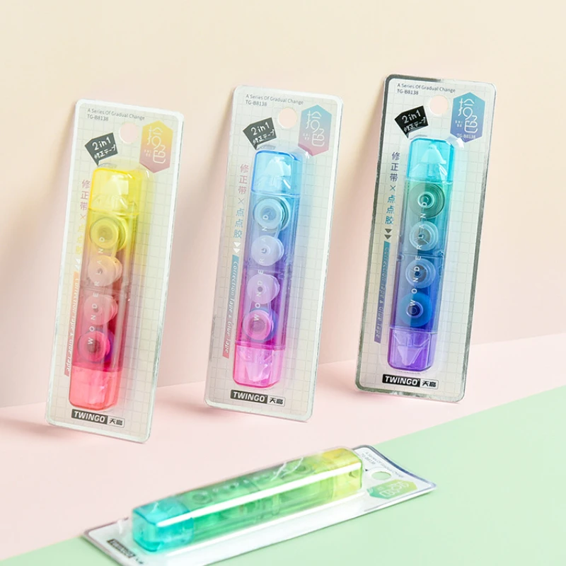 Creative Correction Tape And Point Glue Two In One Learning Stationery Double Sided Adhesive School Office Supplies