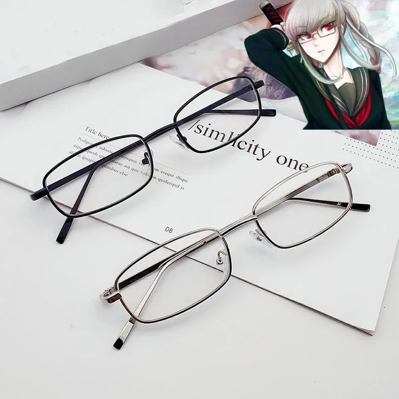 Danganronpa Peko Pekoyama Cosplay Glasses Rectangle Sunglasses Retro Metal Frame Female Glasses Anime Cosplay Props cosplay glasses