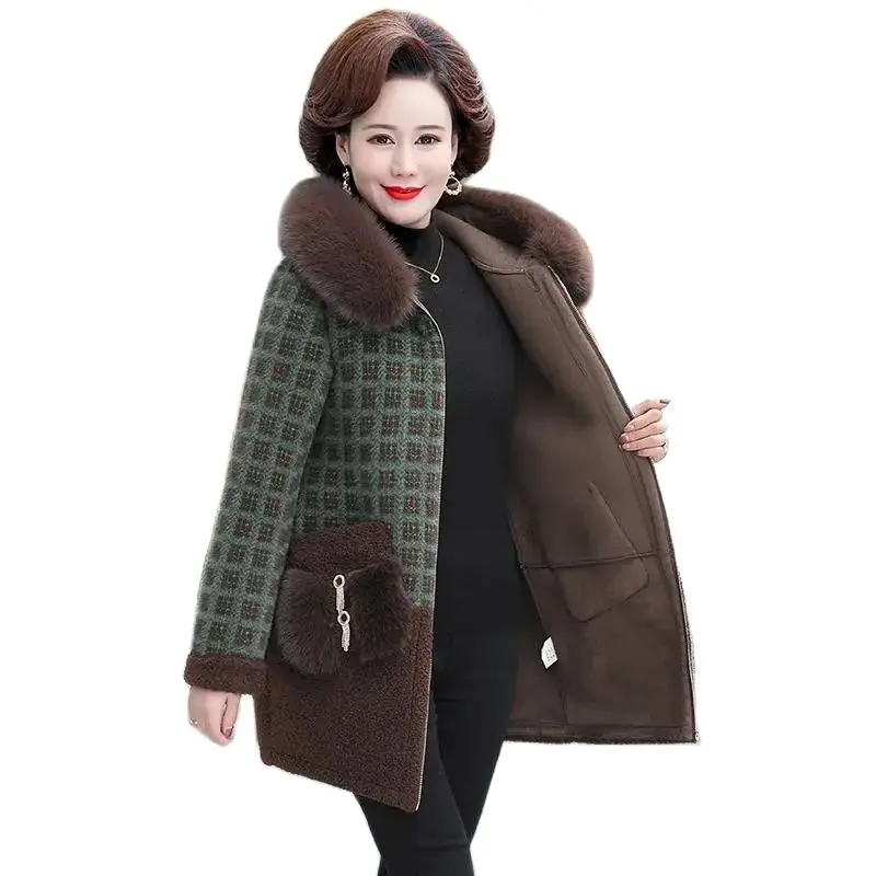 

Mom Winter Clothes Padded Telvet Thick Imitation Mink Velvet Coat Foreign Style Noble Middle-aged And Elderly Cashmere Coat 5X