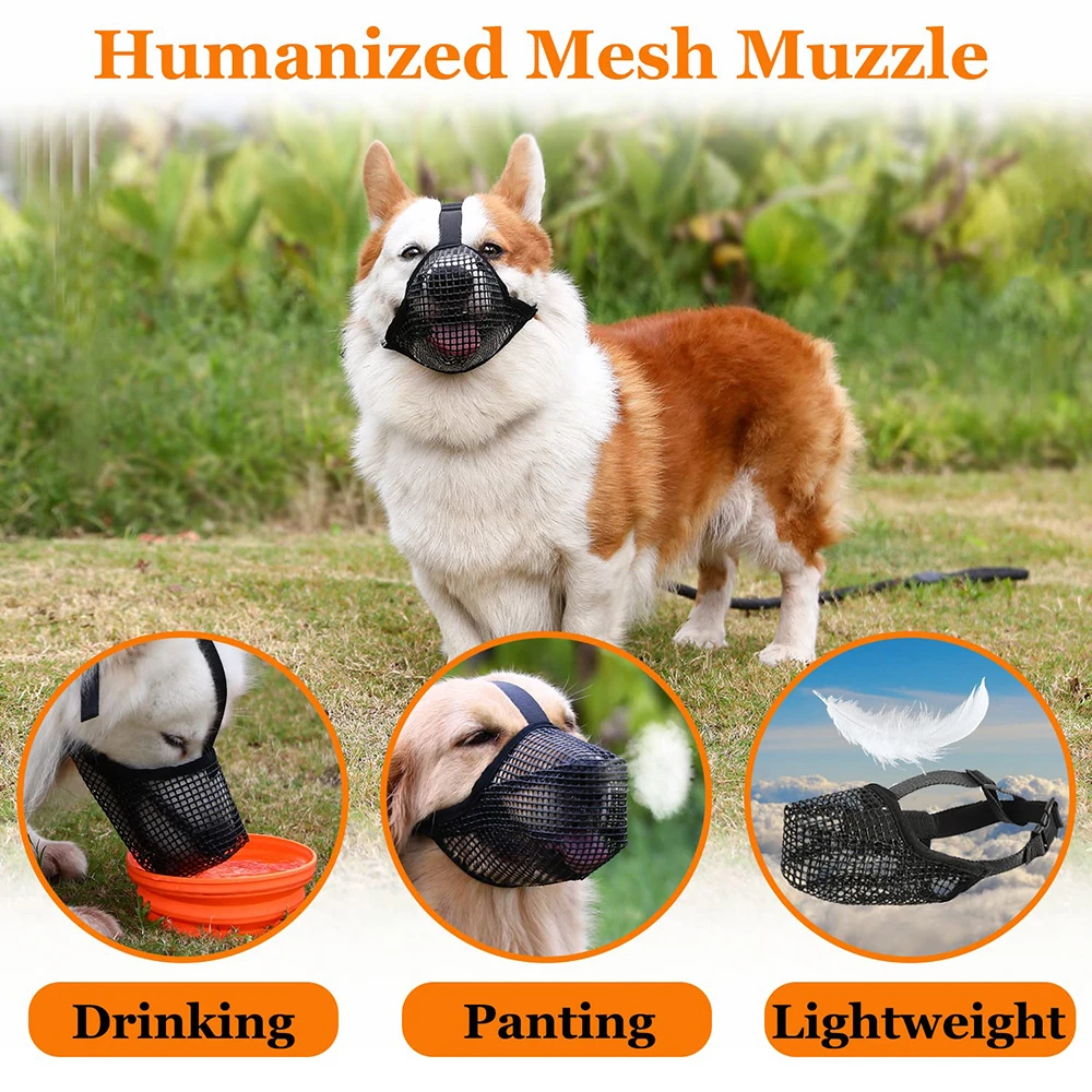 Dog Muzzle, Soft Mesh Dog Mouth Cover with Adjustable Strap for Grooming Biting Chewing Barking Training