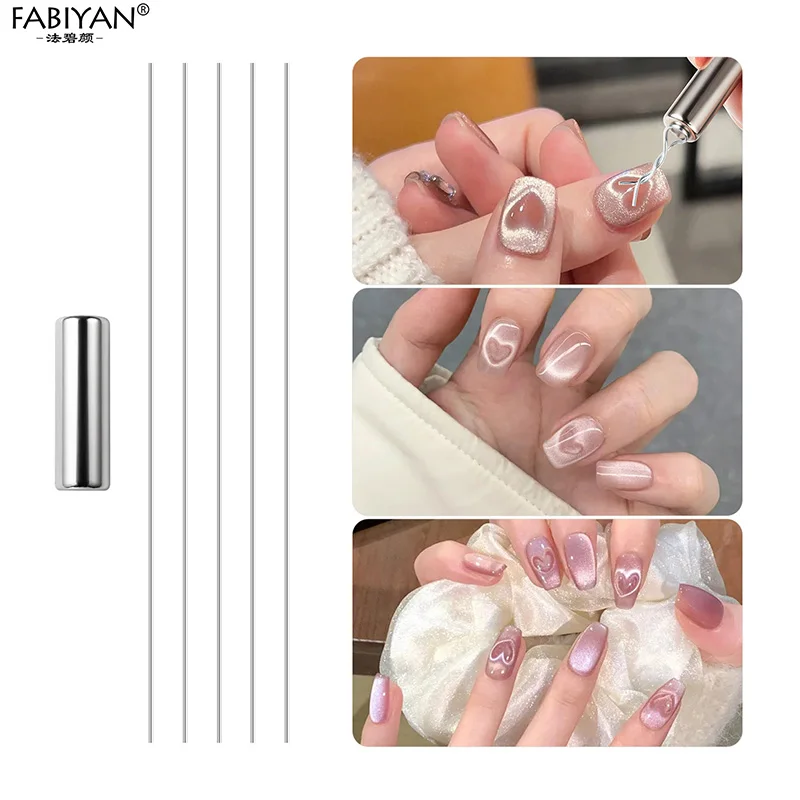 Cylindrical Cat Eye Nail Magnet Set With Iron Wire Nail Tools Cat Eye Magnetic Tool Effect Heart Shape/Cat Paw/Ingot