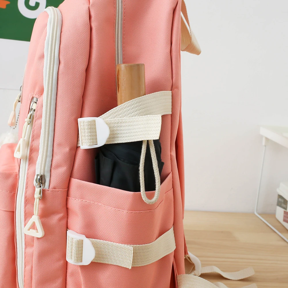 5pcs Backpack Combo Set Large Capacity Shoulder Pack Set Canvas with Pendant Soft for Primary Middle School Students