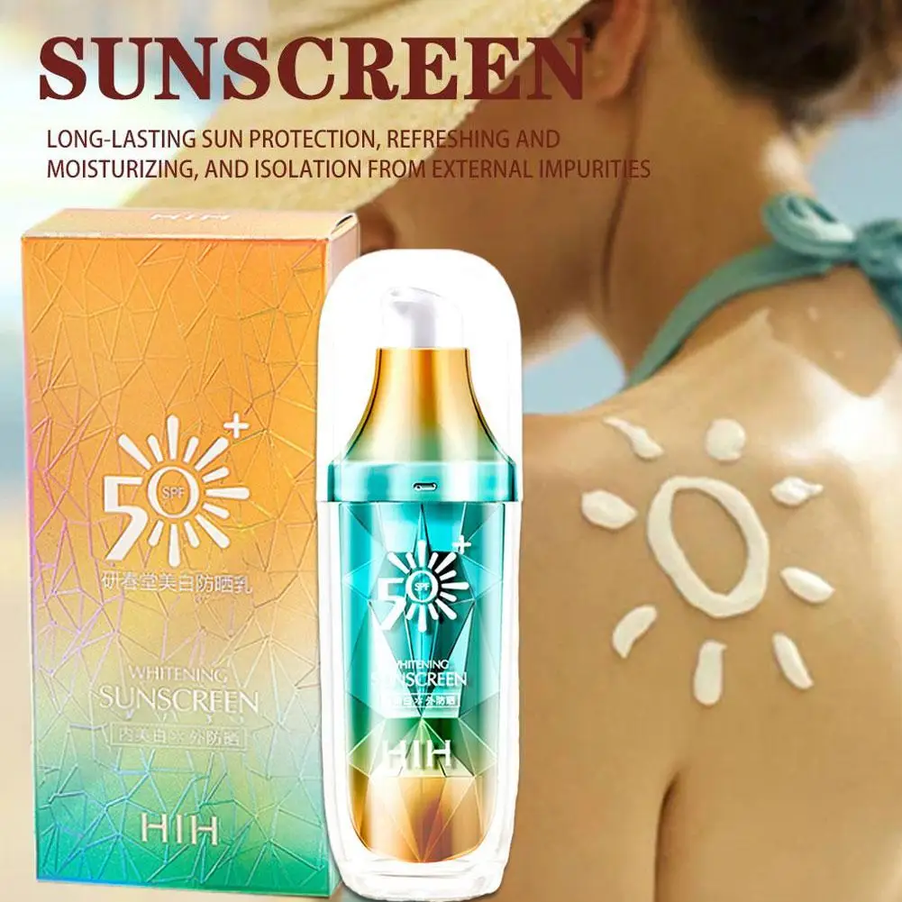 

SPF50 + отбеливающий солнцезащитный крем для лица летняя Солнцезащитная изоляция УФ водонепроницаемая защита от пота отбеливающая защита кожи корейский солнцезащитный крем
