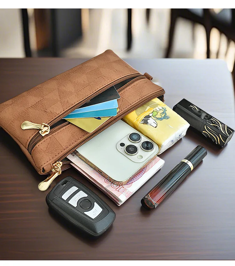 Lange Damen-Geldbörsen aus Leder, einfache modische Clutch-Tasche, lässige Handytaschen für Damen, große Kapazität, Reißverschluss-Geldbeutel für Damen – Detail 6