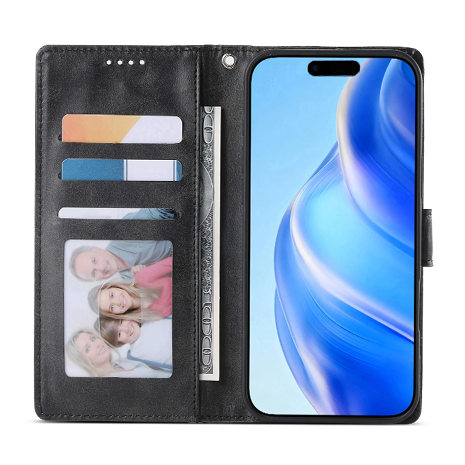Elegant Solid Color Leather Flip Phone Case Cover