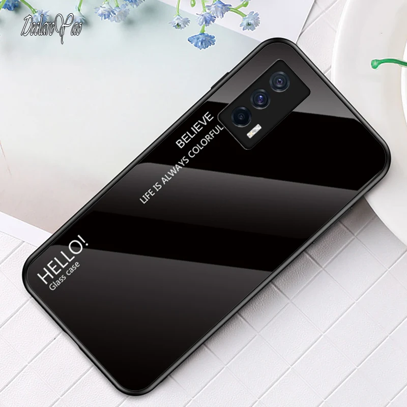 IQOO 9 Pro Case DECLAREYAO Capa de vidro rígido para VIVO IQOO 8 7 5 Pro Neo 6 3 Capa Moldura de silicone Ultra Slim Vidro temperado_voghion.com