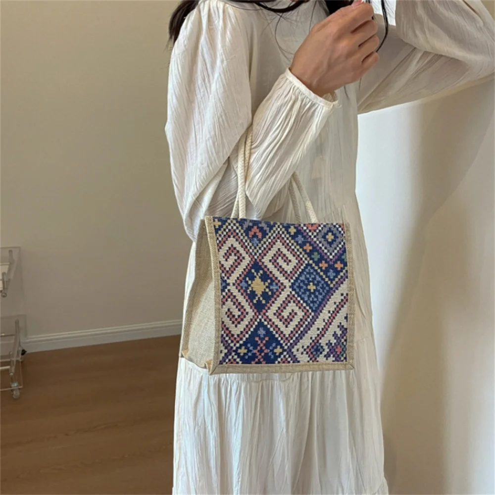Vintage-Inspired Women's Linen Tote Bag - Stylish, Convenient, and Spacious