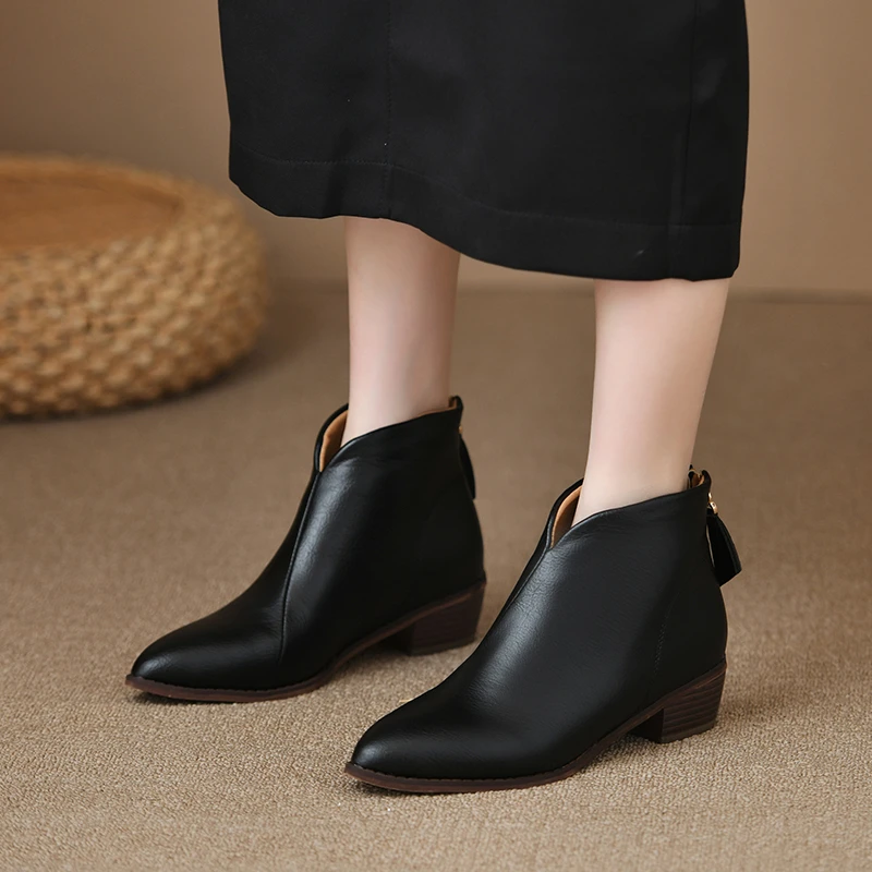 

Winter New Women Boots Pointed Toe Solid Ankle Socks Shoes Women Square Heel High Heels Simple Comfort Boots