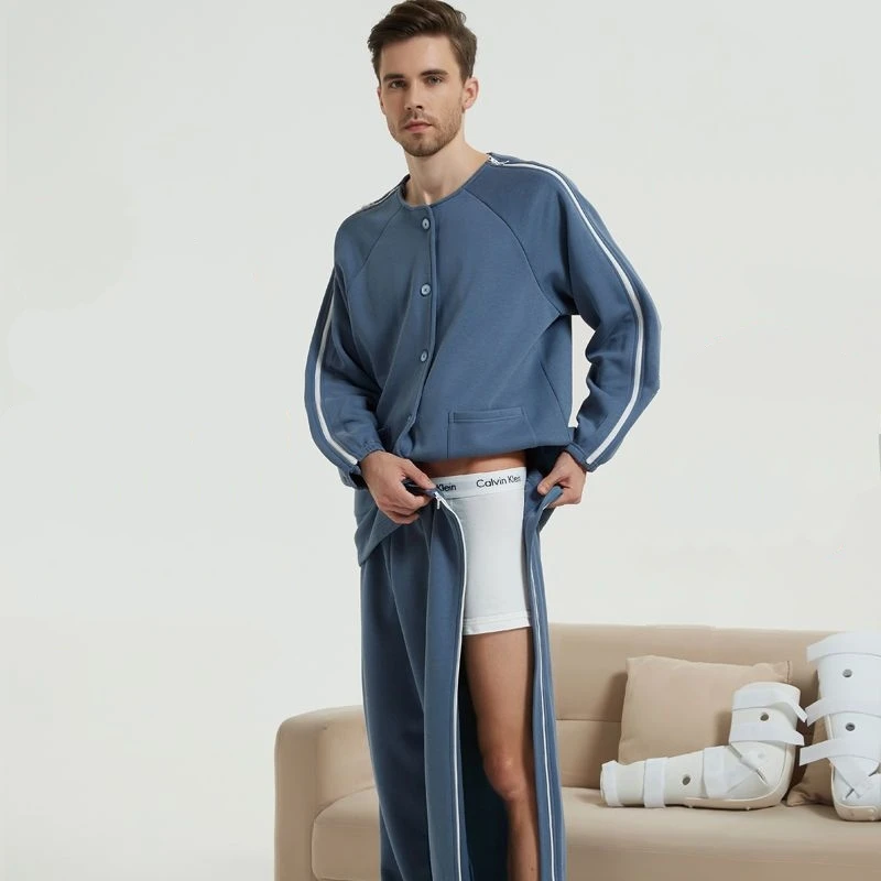 

Fractured Patient Clothing Autumn Winter Thicken Men Women Thicken Bedridden Elderly Hospital Nursing Costume Suits Easy To Wear
