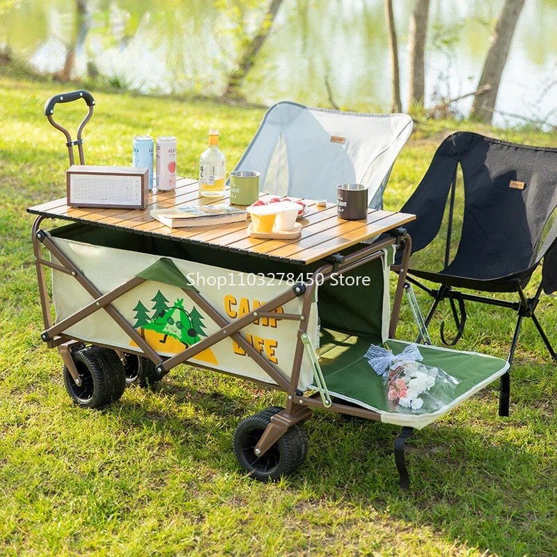

Outdoor Camping Cart Camp Picnic Camping Can Add Folding Table Board Outdoor Portable Stall Hand Pull Small Trailer