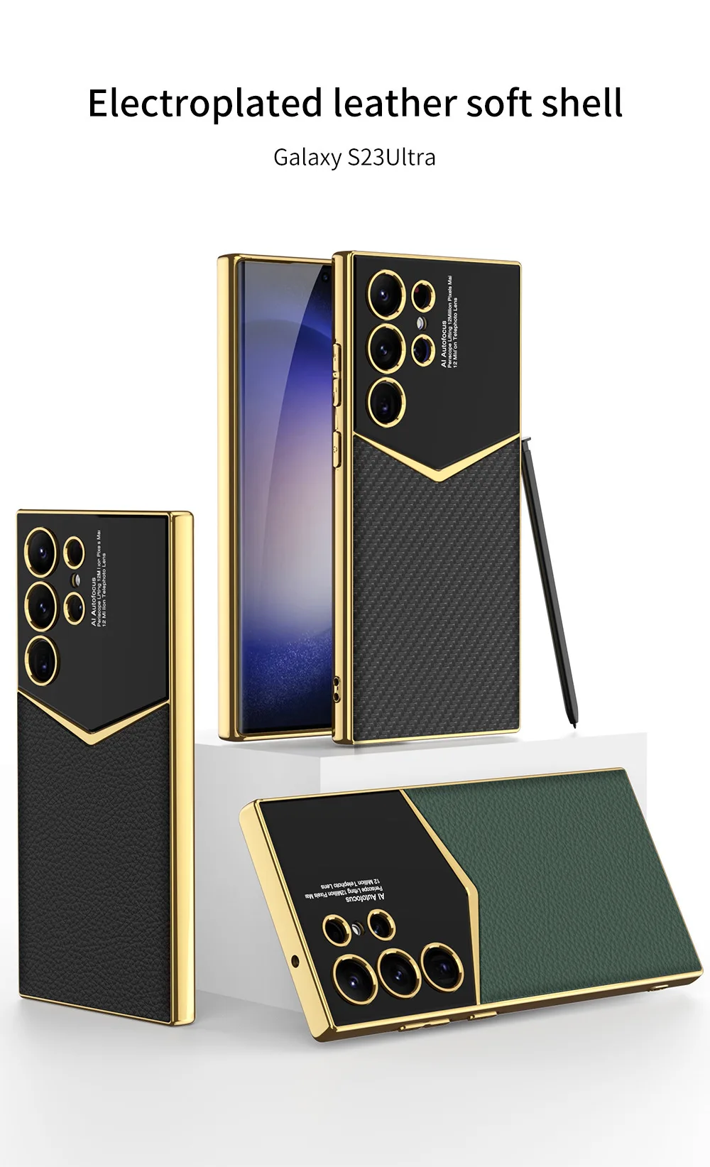 Suitable For Samsung S23/24 Ultra Fashionable Electroplated PU 24plus Luxury Anti Drop Carbon Fiber Protective Case