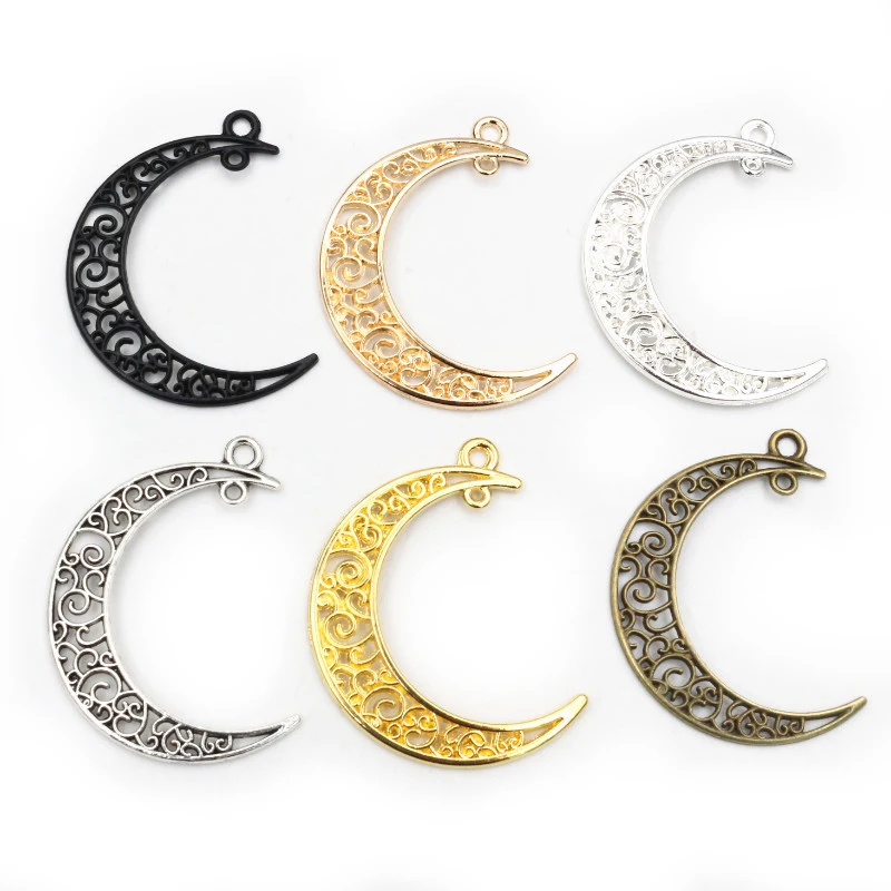 10pcs 41x30mm 7 색 도금 문 스타일 수제 부적 펜던트: 팔찌 목걸이 DIY