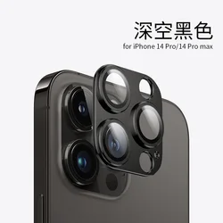 Natural Titanium Gray Metal Camera Lens Protector with Glass Screen Shield - iPhone 15 Pro Max (Black)