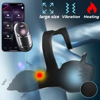 Vibrierender Penisring, verstellbare Heizung, Penisring-Vibrator mit Hoden- und Perineumstimulator, APP, Penis-Vibrator, männliches Erwachsenenspielzeug