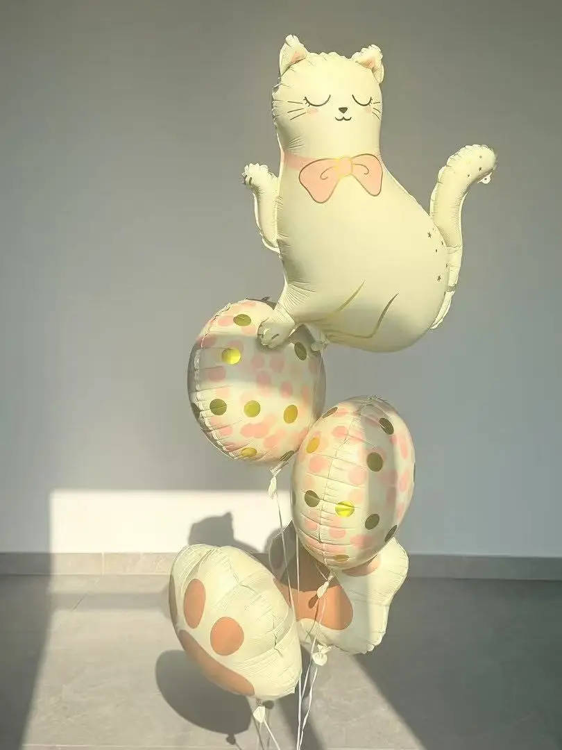 5 stücke Cartoon Krone Katze Kopf Pfote Folie Ballon Tier Runde Ballon Baby Dusche Geburtstag Party Dekoration Hochzeit Helium ballons