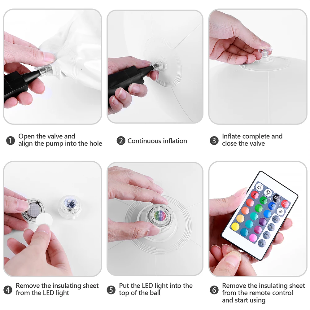 40/60/90CM PVC Floating Pool Lights with 16 Colors Waterproof Outdoor Swimming Underwater Pool Lights Ball For Swimming Pool