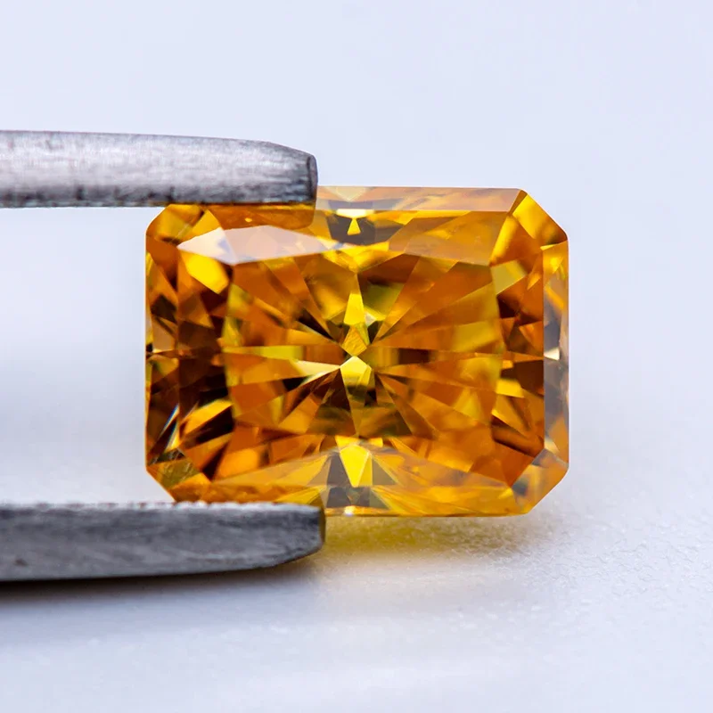 

Moissanite Diamond with GRA Certificate Golden Yellow Color Radiant Cut Lab Grown Gemstone for Charms Woman Jewelry Making