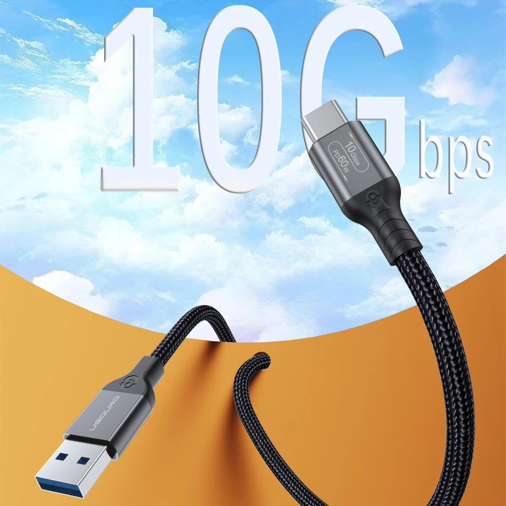 USB3.2 USB3.1 Gen2 10Gbps Cable USB-A to USB Type C Cable 3A 60W Fast Charging 10G Data Transfer Cord USB-C for SSD Hard Disk BEST SELLERS