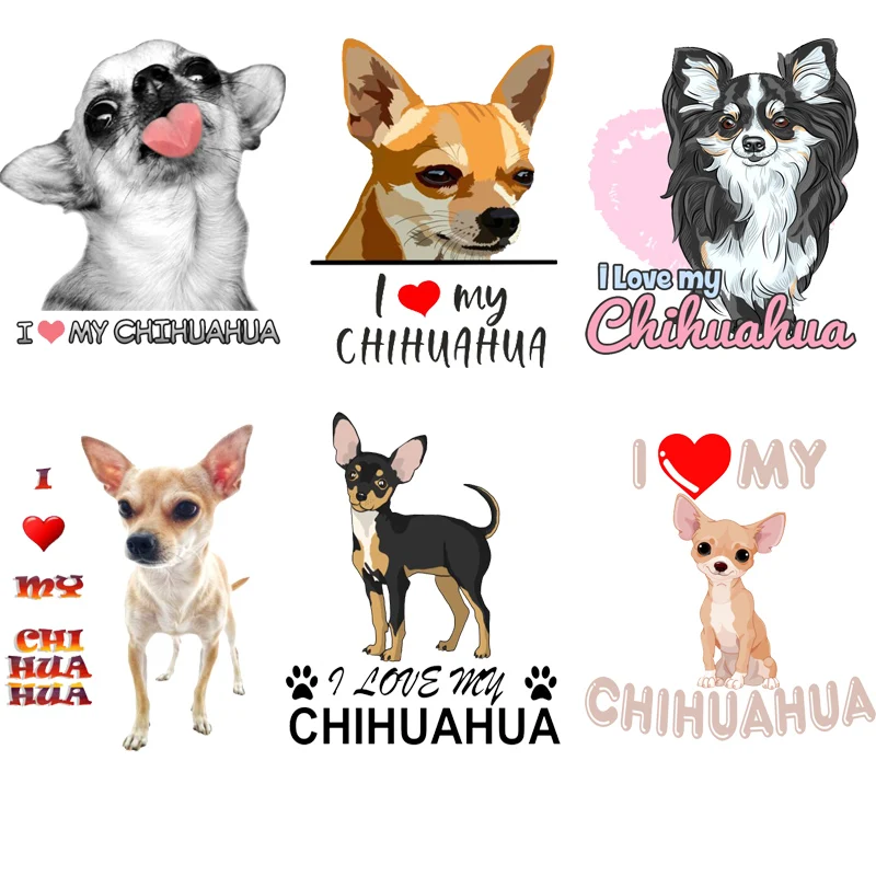 Нашивки Kawaii Dog I Love My Chihuahua на одежду, Мультяшные наклейки, аппликация, Термотрансферная аппликация для одежды, оптовая продажа