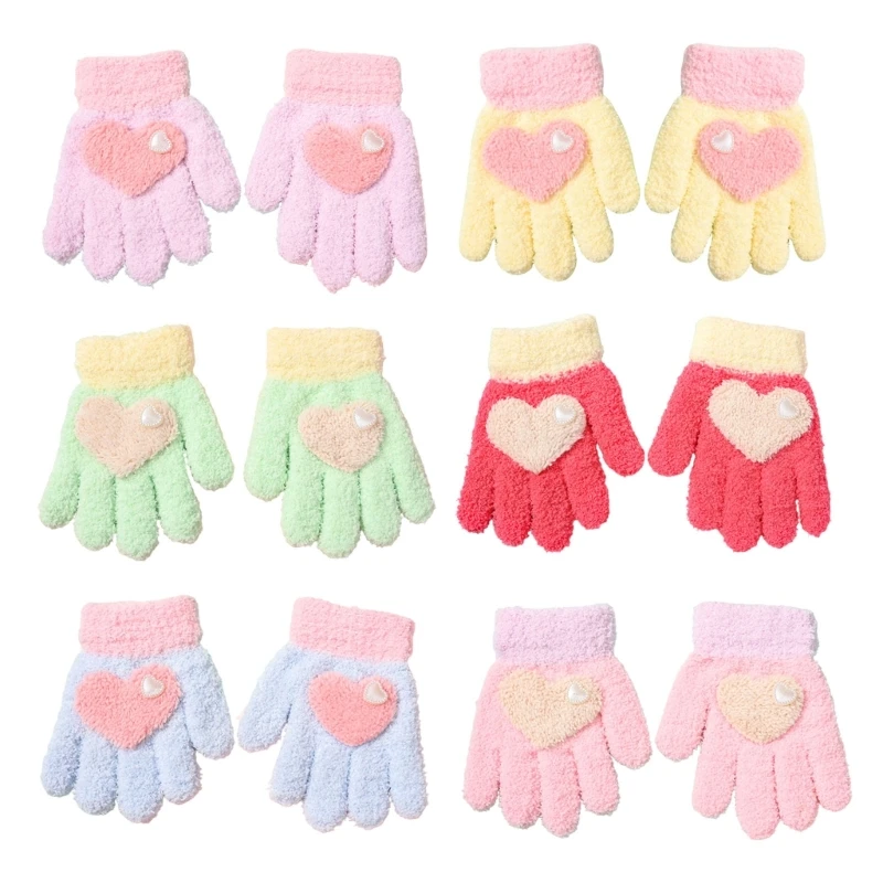 

Practical & Trendy Winter Gloves Heart Pattern Knitted Warm Gloves for Children