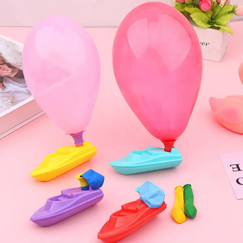 Balloon Powered Boat With 3 Balloons Boat Race Toy For Kids Bath Toys Funny Balloon Boat Racers Outdoor Pool Party Toys Gifts 4